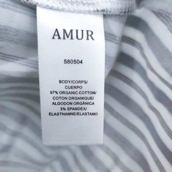 Amur Jane Button Down Blouse in Striped White Navy Small - Picture 6 of 7